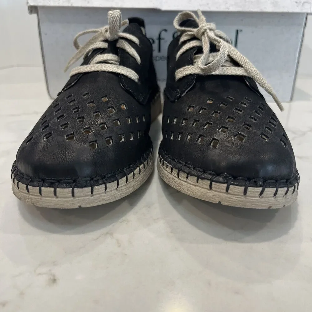 Josef Seibel NEW 41 (US‎ 10-10.5) Leather Black Sofie 26 Sneakers Lace Up Shoes